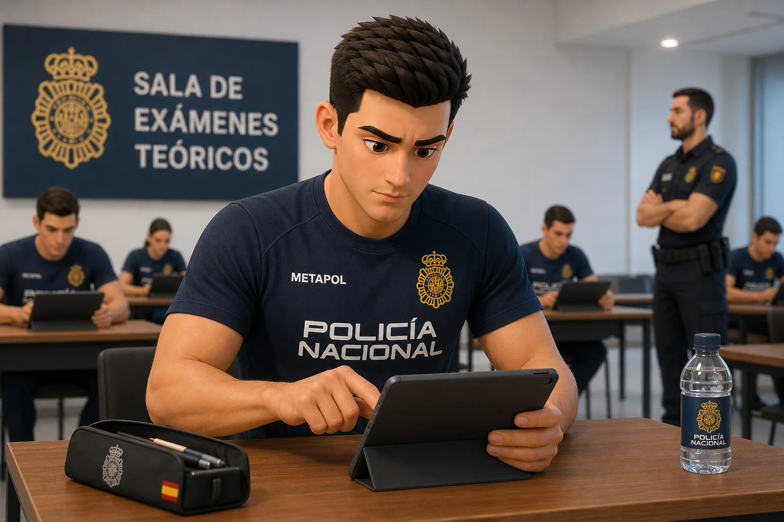 Alumno realizando simulacro Policía Nacional