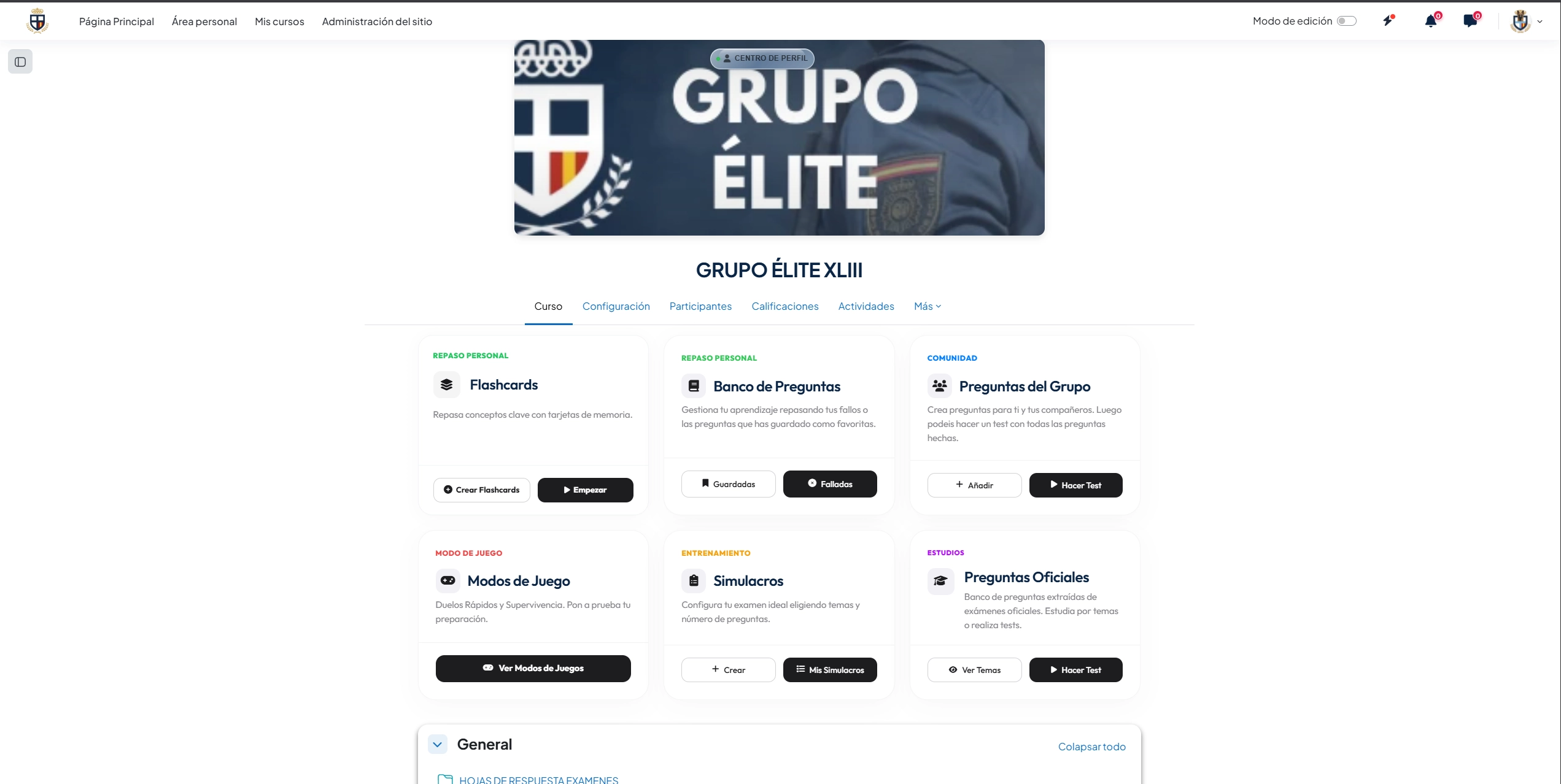 Vista alternativa de la plataforma